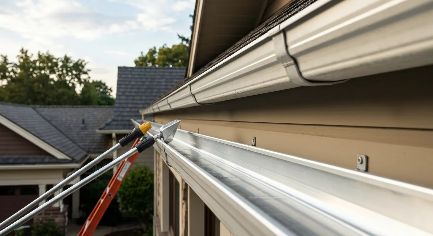 Gutter with debris blockage