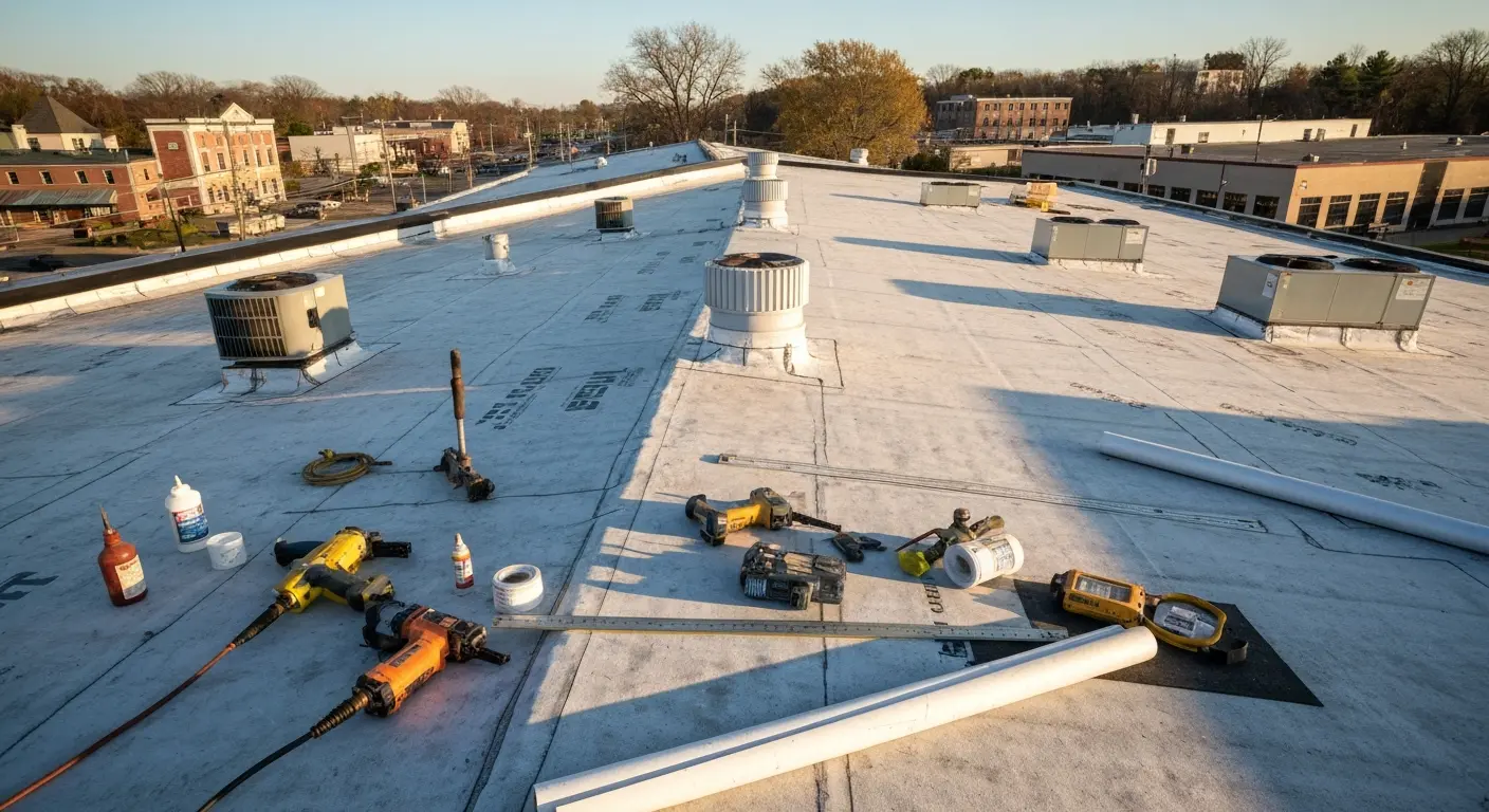 Commercial roof repair in Jamestown