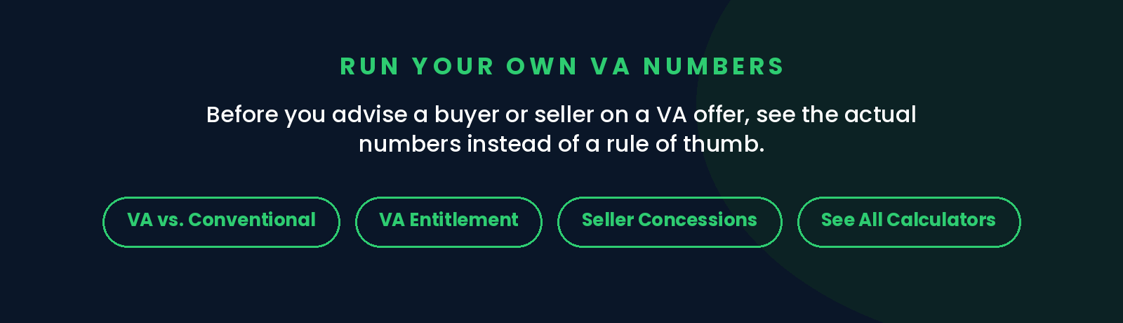 Run your own VA numbers - Quazel calculator suite for VA entitlement, seller concessions, and conventional comparison Run your own VA numbers - Quazel calculator suite for VA entitlement, seller concessions, and conventional comparison