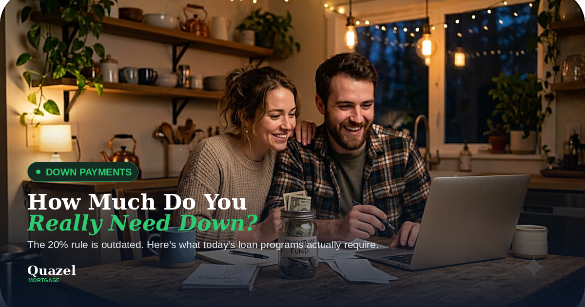 Couple reviewing their savings and down payment budget together at their kitchen table Couple reviewing their savings and down payment budget together at their kitchen table