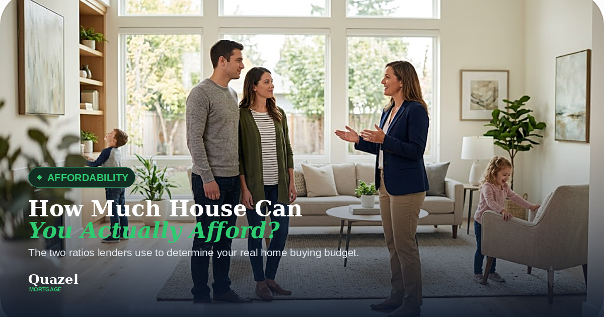 Couple discussing home affordability with a loan officer in a bright living room Couple discussing home affordability with a loan officer in a bright living room