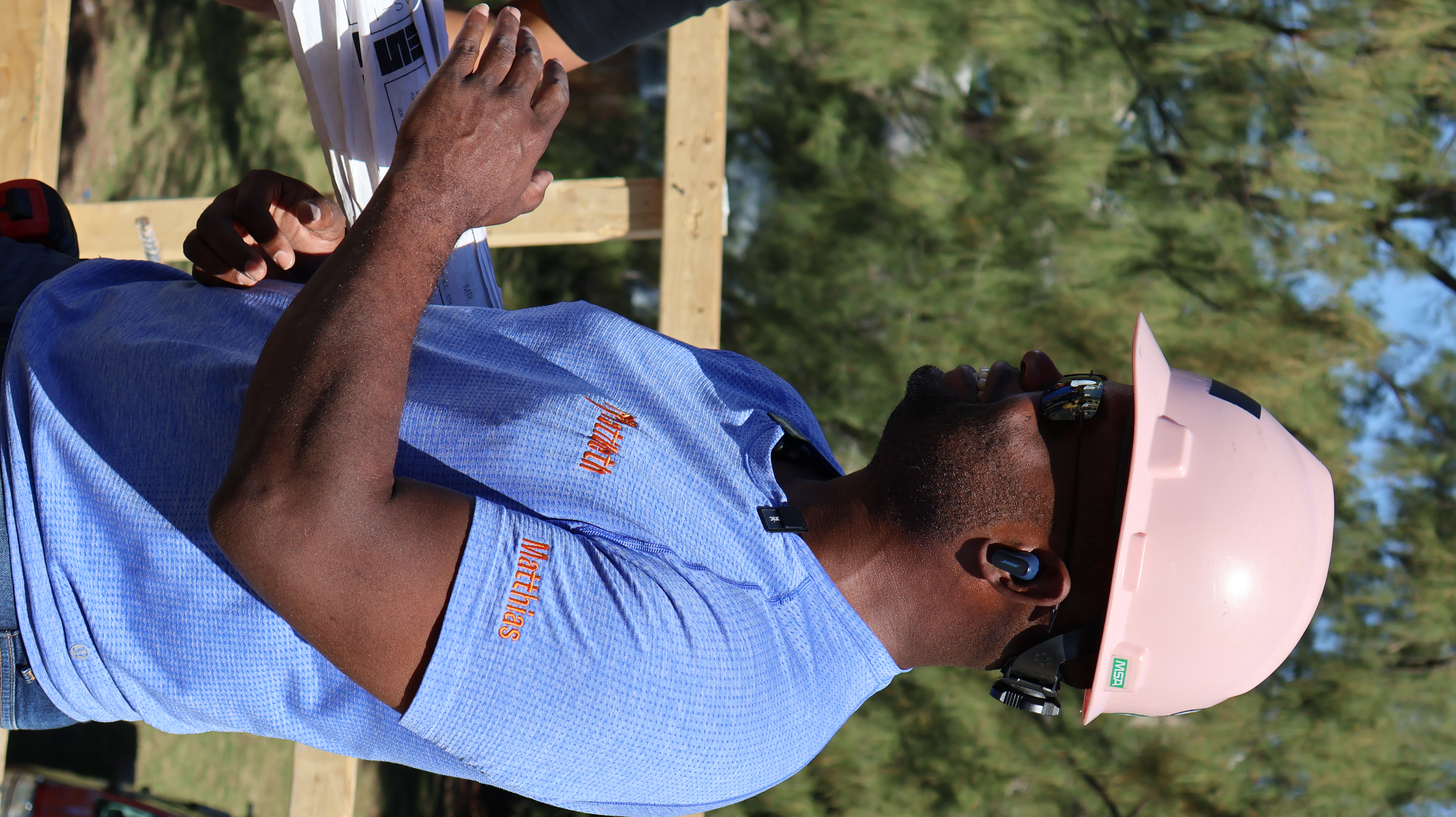 Matthias Williams on a construction job site