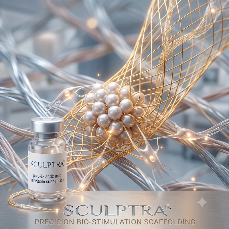 Sculptra poly-L-lactic acid vial, the biostimulator used to rebuild collagen at Las Vegas Aesthetics