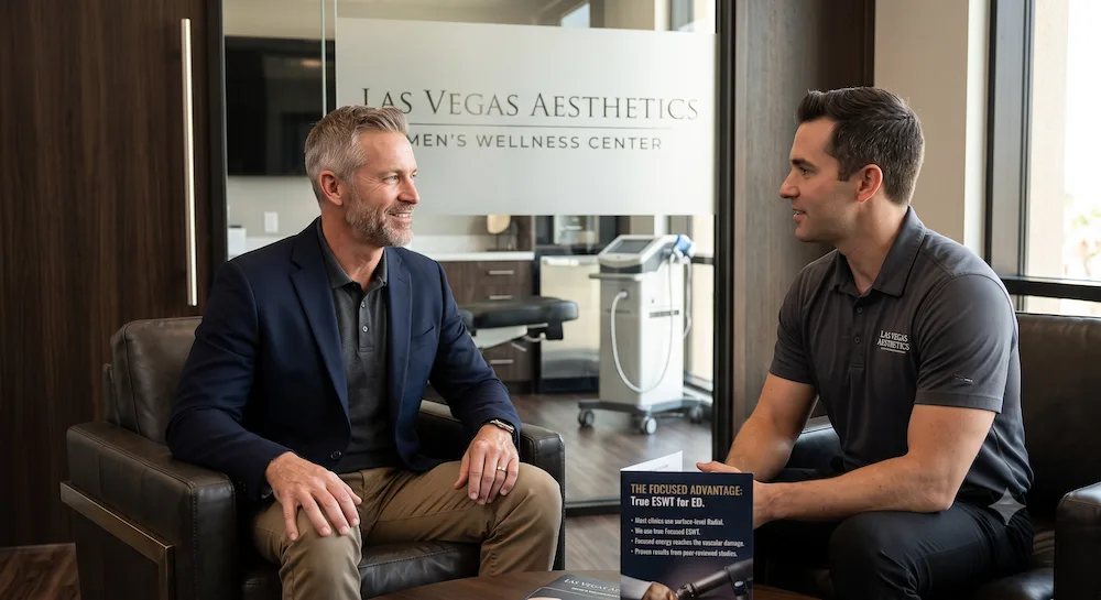 Focused shockwave therapy consultation at Las Vegas Aesthetics