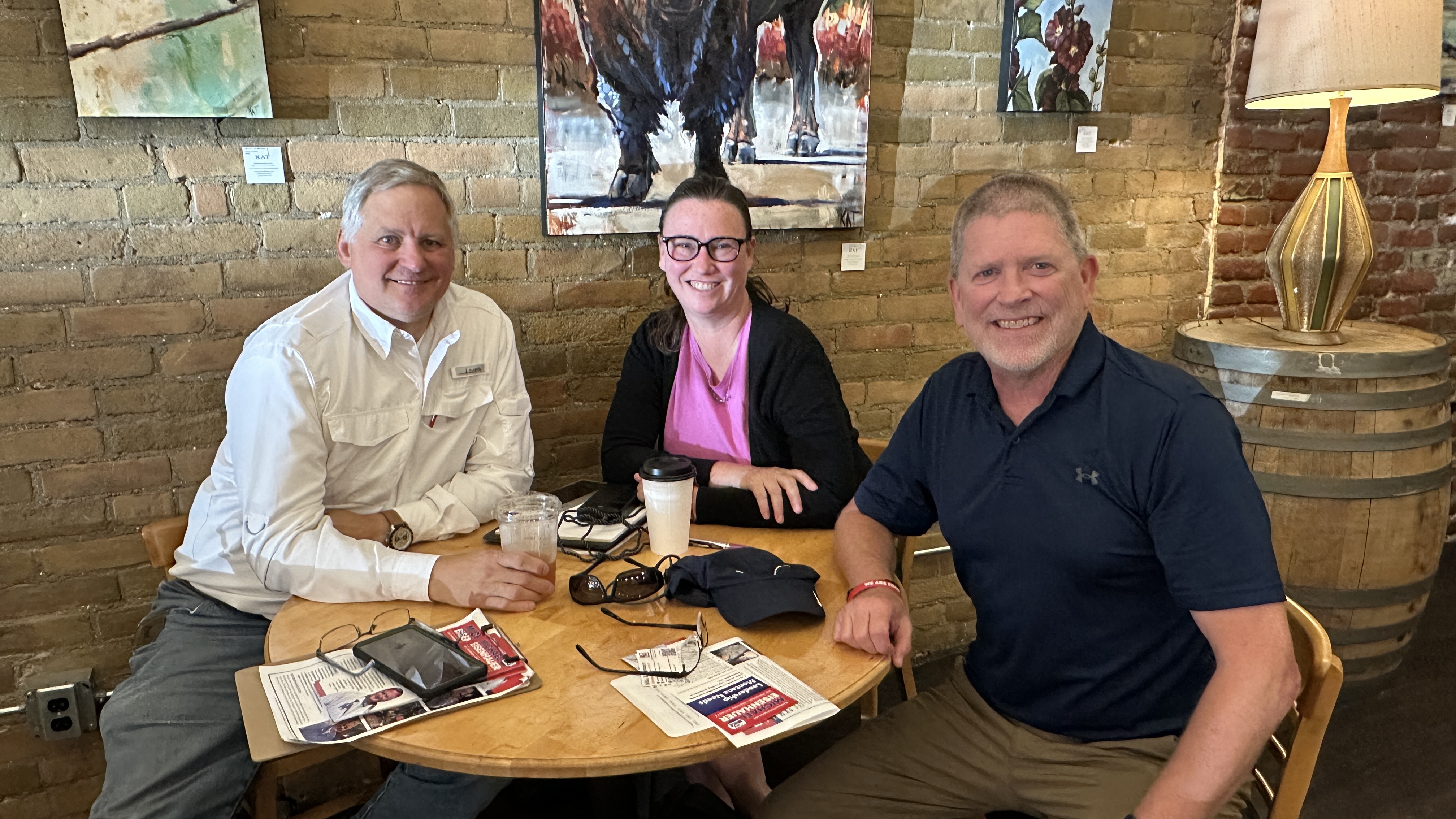 Mike Eisenhauer, Lela Graham and Jayson Olthoff meeting in Great Falls, Montana