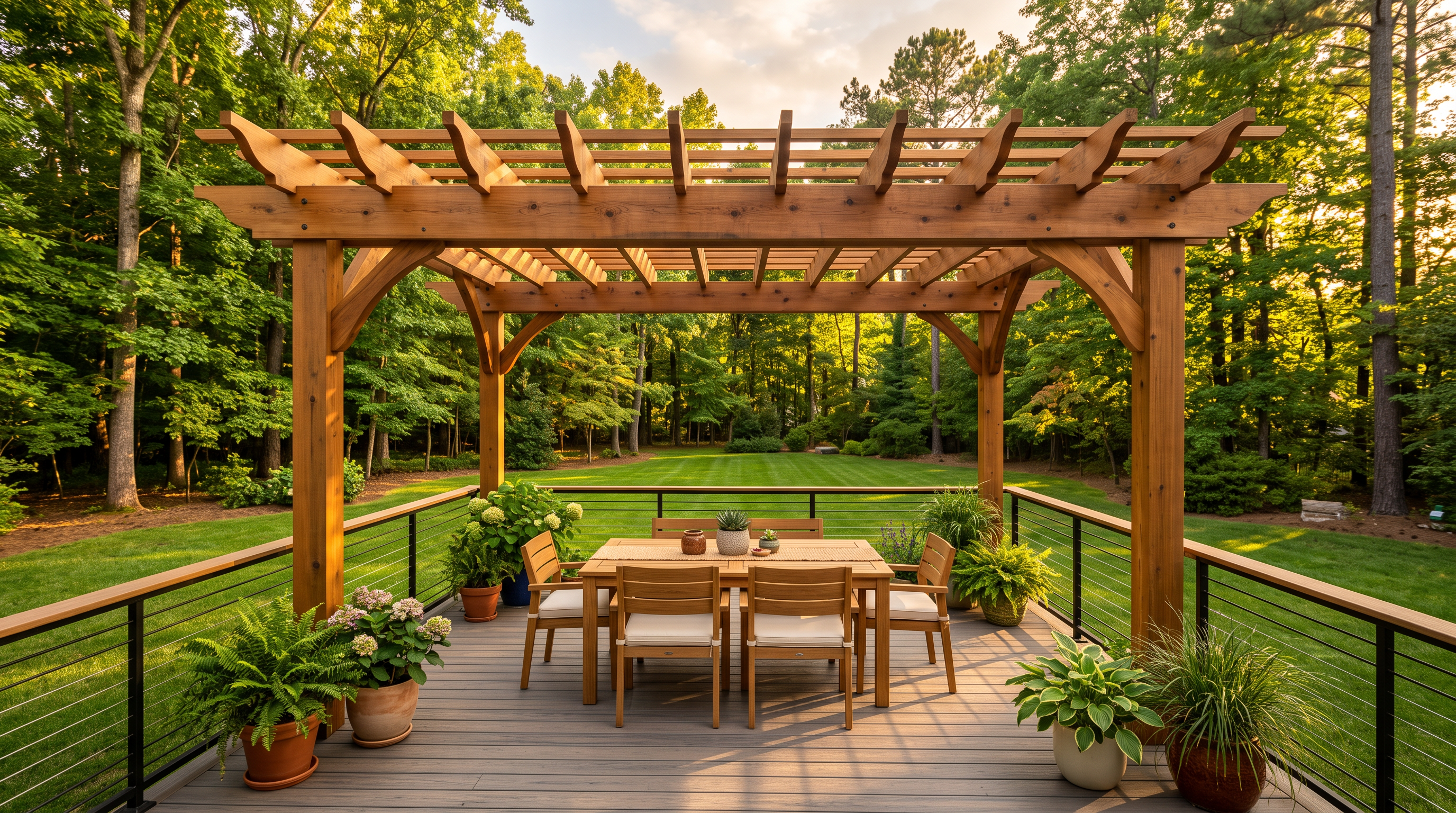 Covered outdoor living room with stone fireplace and lounge seating
