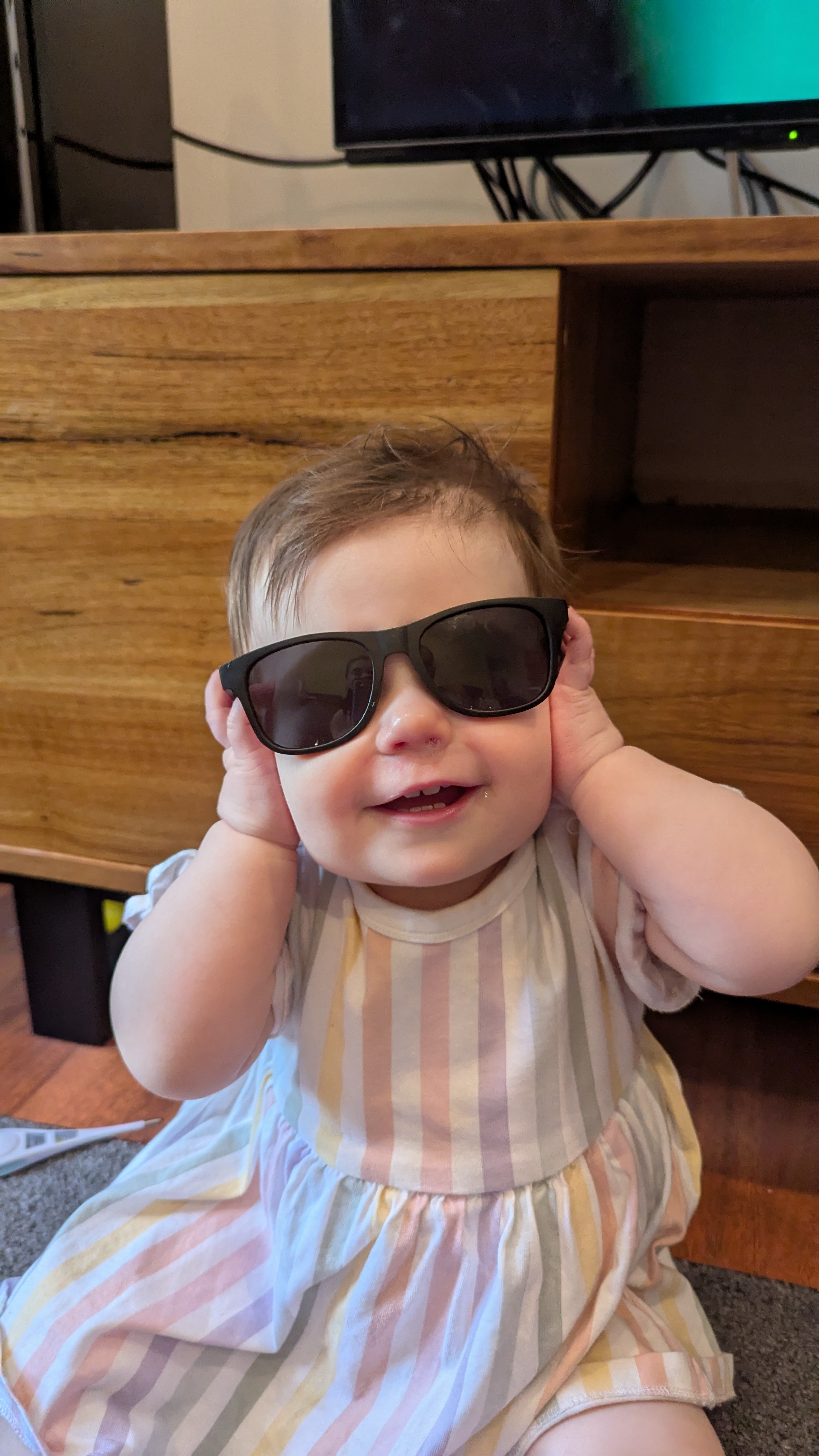 Hazel with glasses on