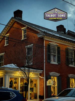 permanent lighting on business building
