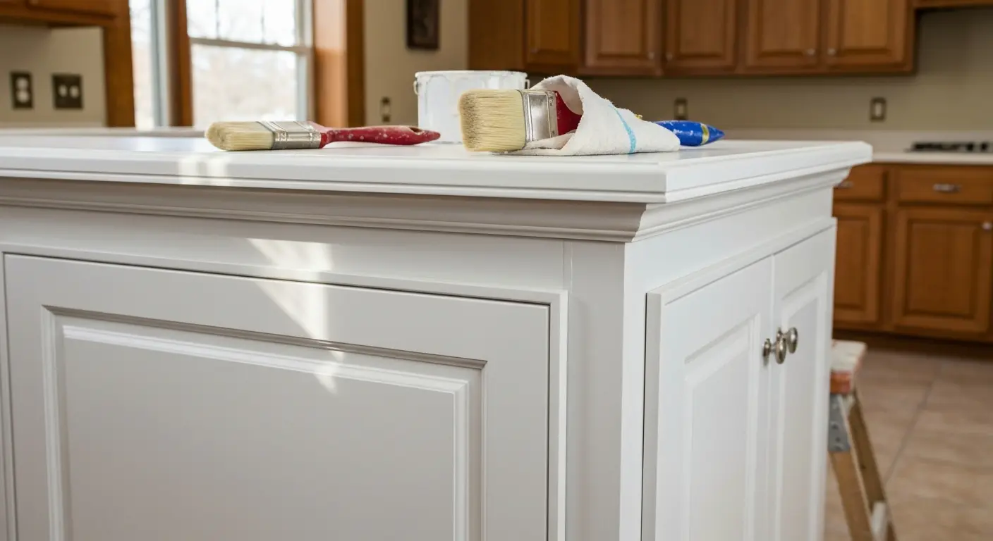 Interior painted trim and cabinet in Sioux Falls home