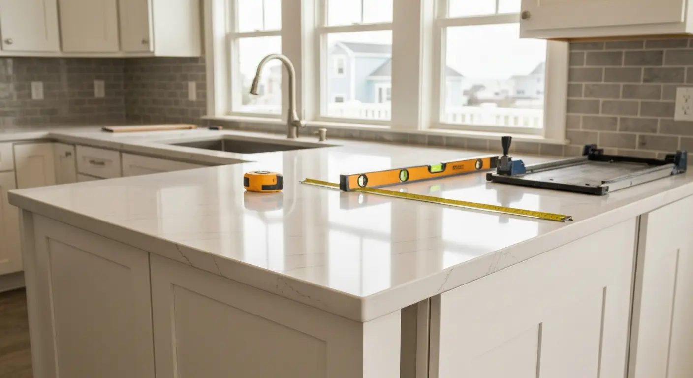 Quartz countertop installation