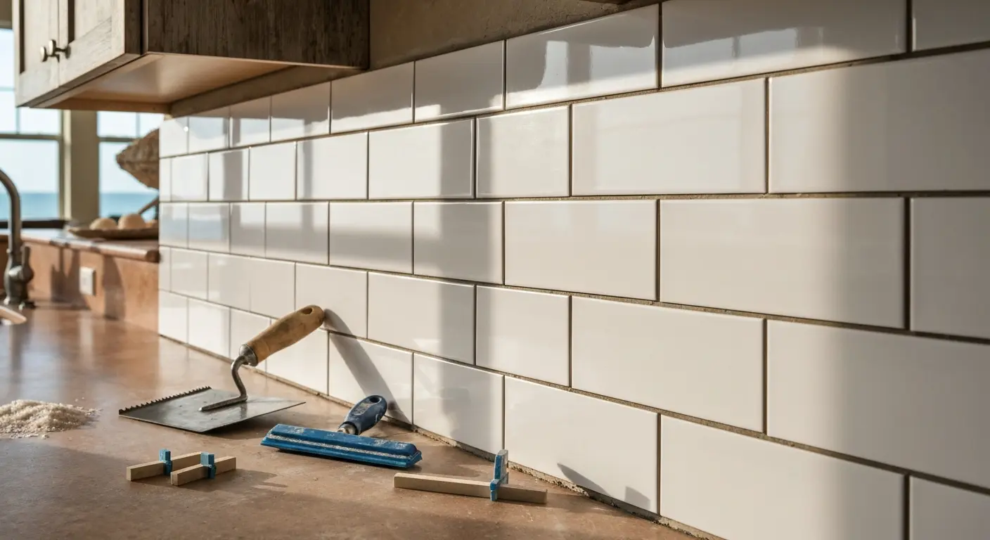 Tile backsplash installation