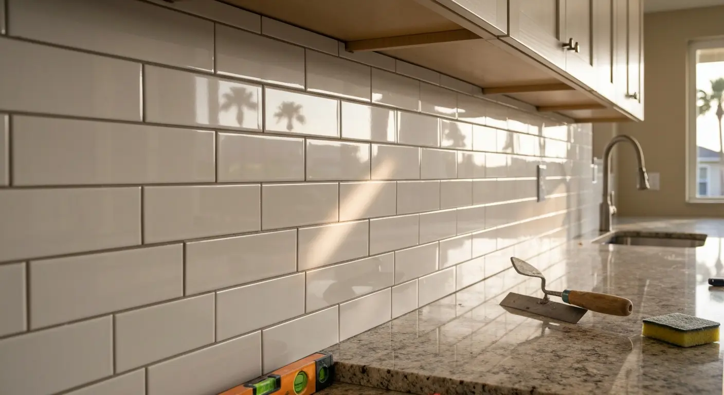 Tile backsplash installation