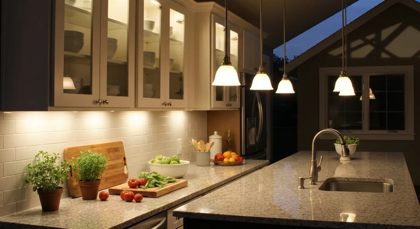 Modern kitchen lighting installation