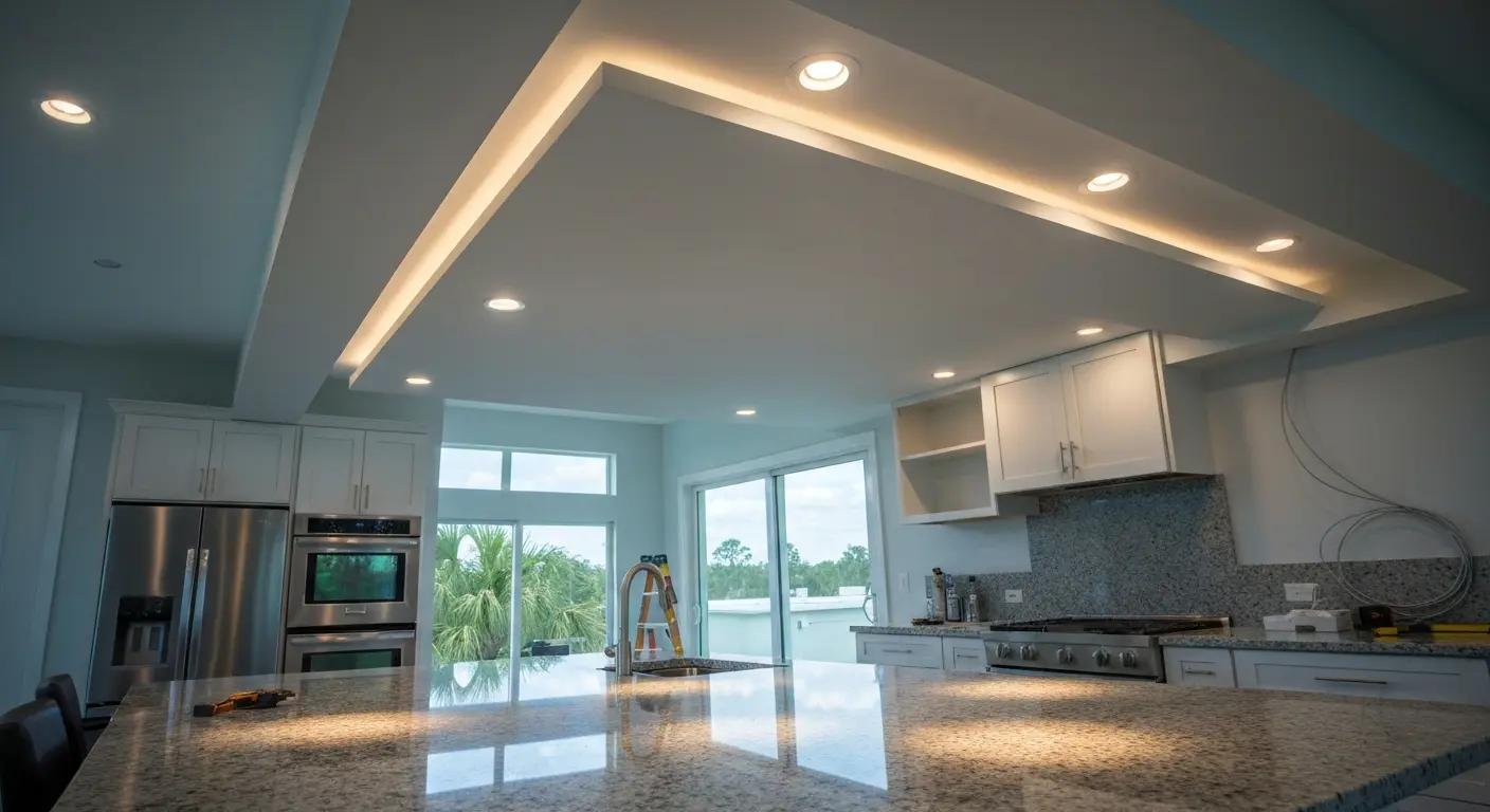 Recessed lighting in kitchen
