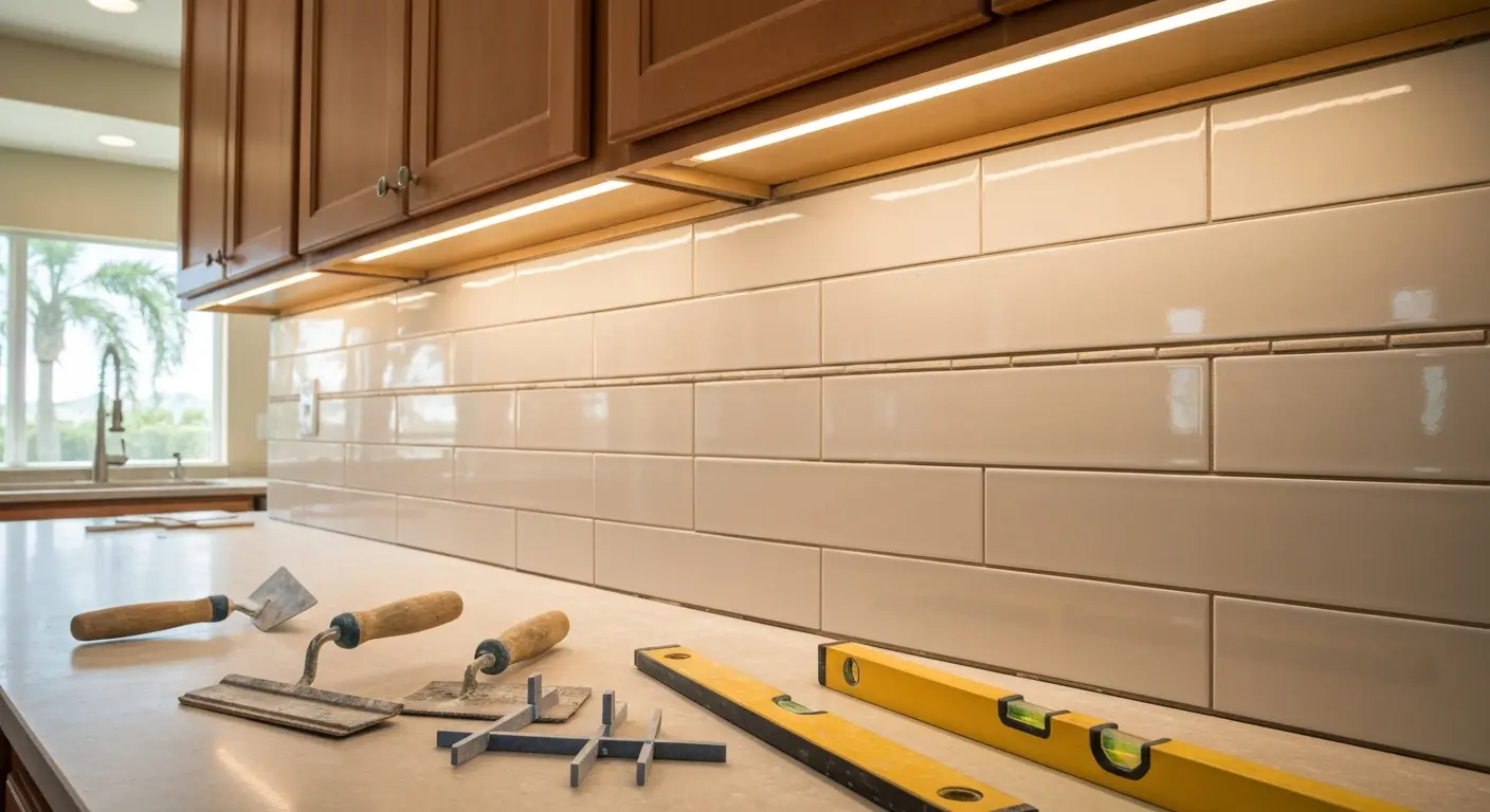 Backsplash tile installation