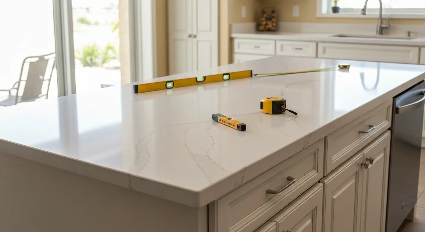 Quartz countertop installation