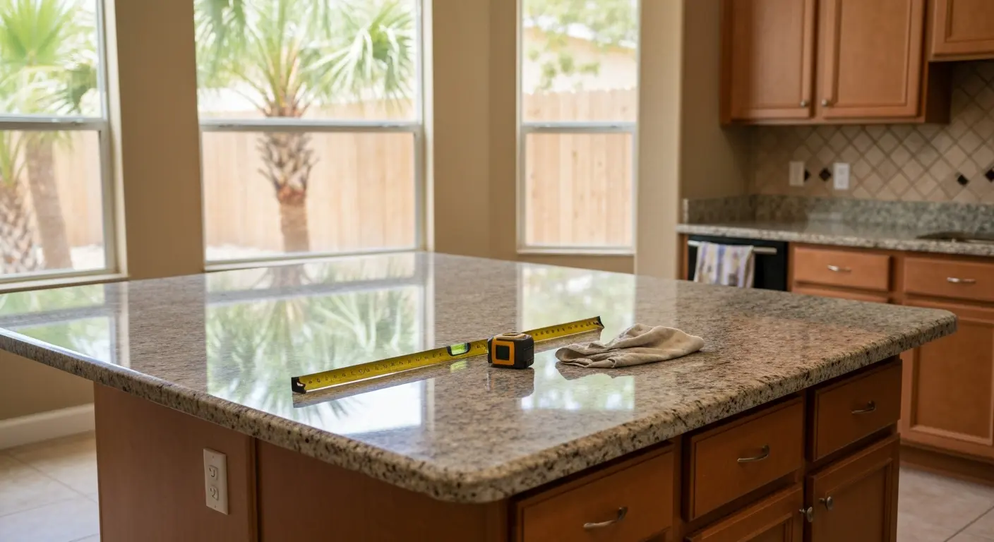 Kitchen island countertop installation