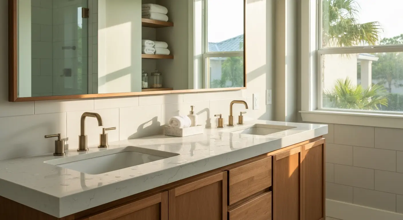 Luxury bathroom vanity and fixtures