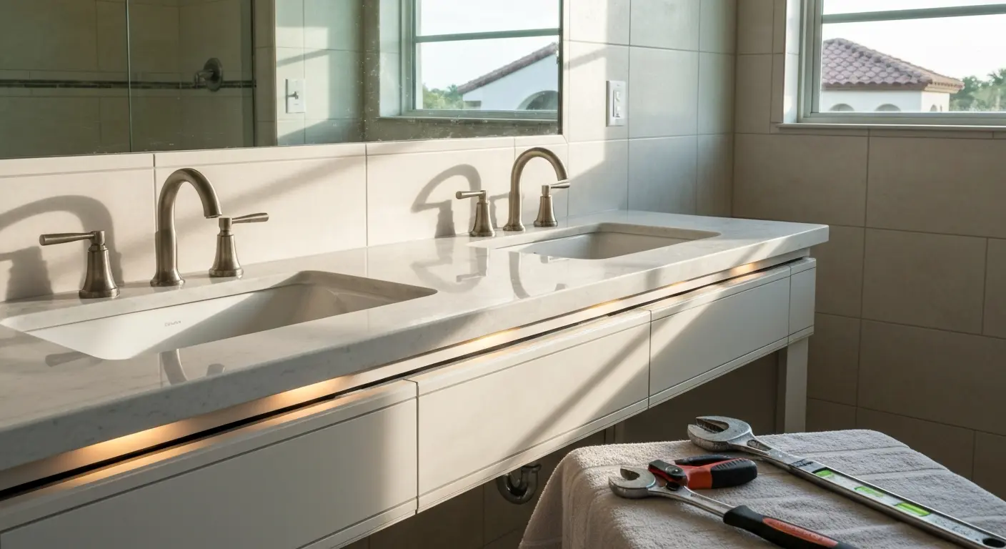 Double vanity sink installation