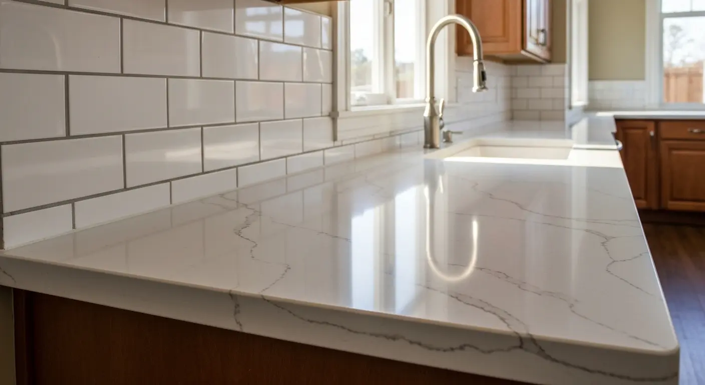 Quartz countertops and backsplash