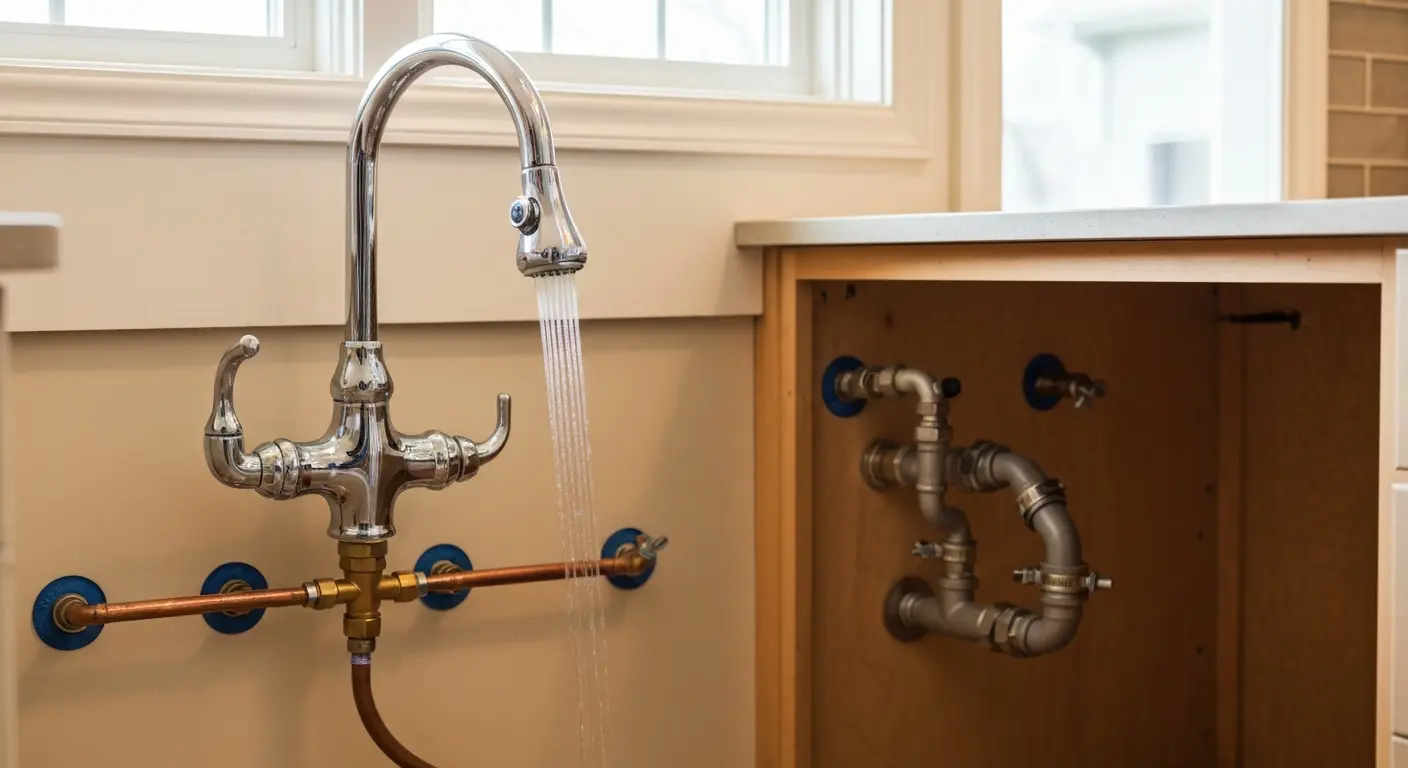 Kitchen faucet and appliance connections