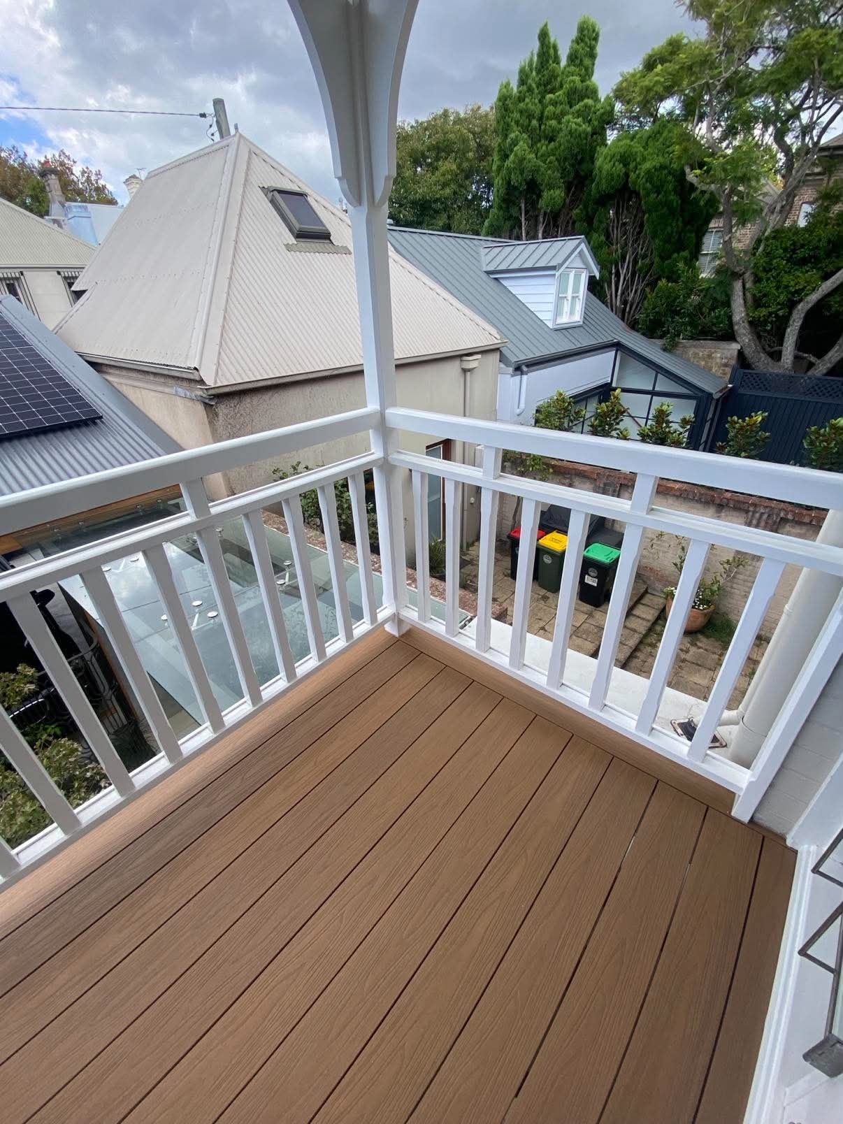 Grey composite courtyard deck