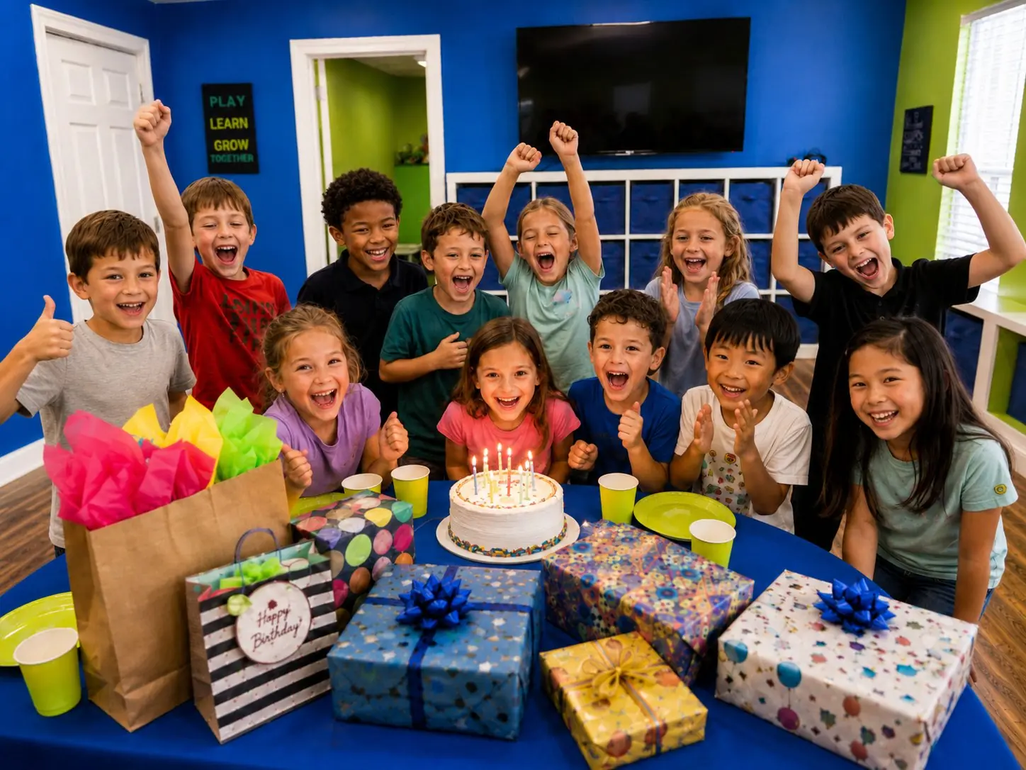 Kids having an amazing birthday party celebration