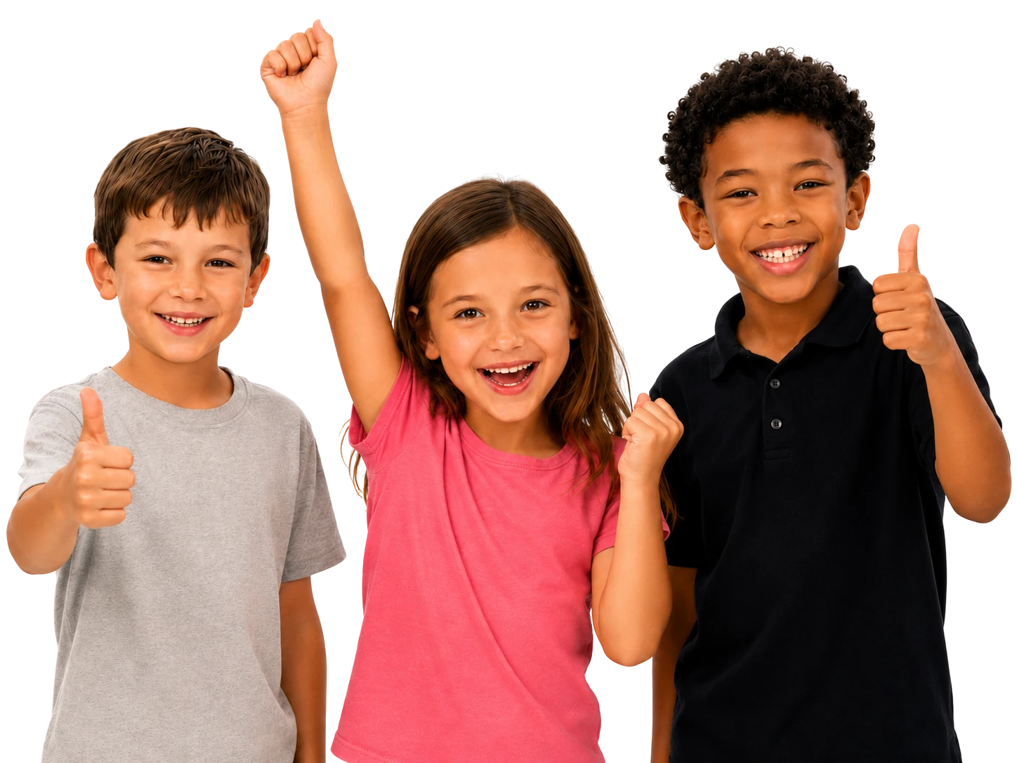 Three excited kids celebrating a birthday party