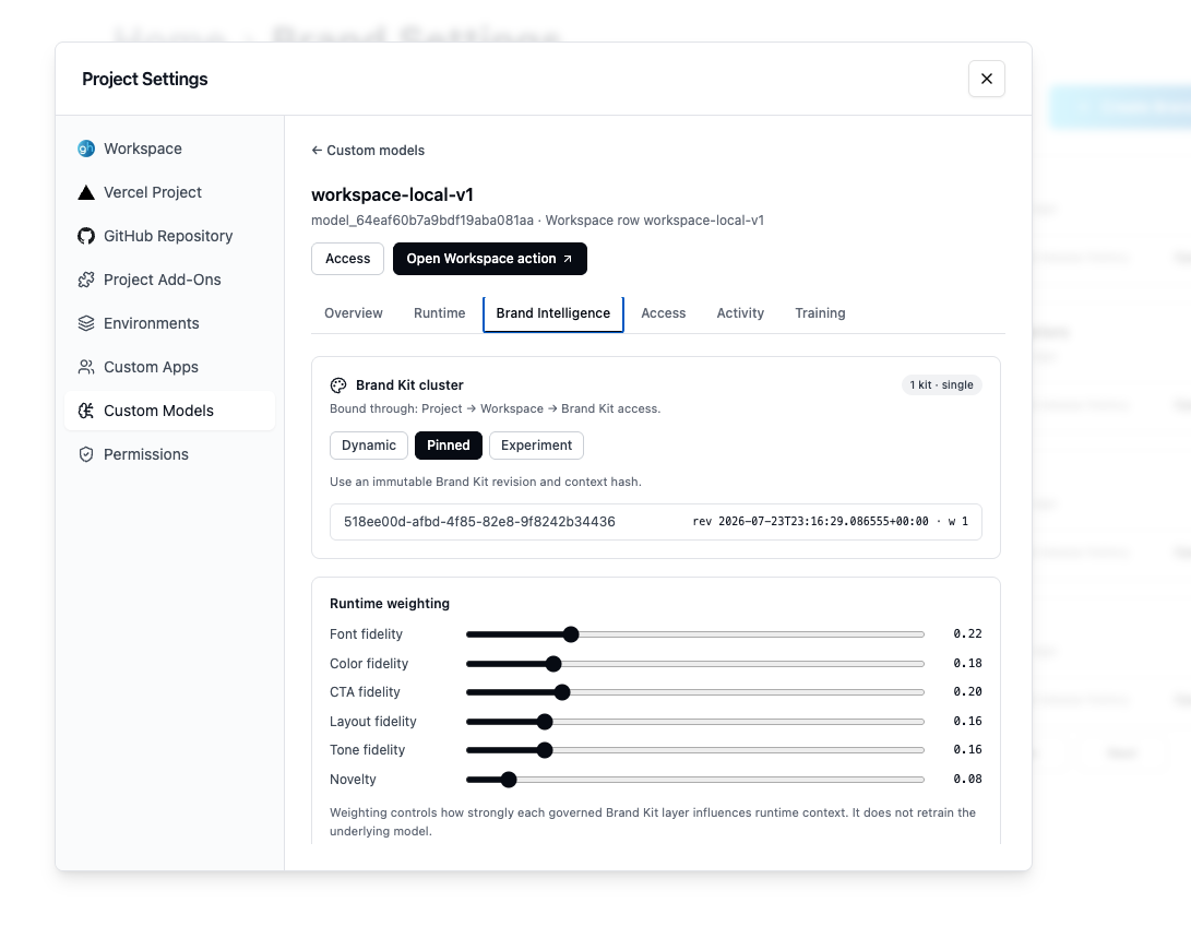 Growthub OS custom brand intelligence settings