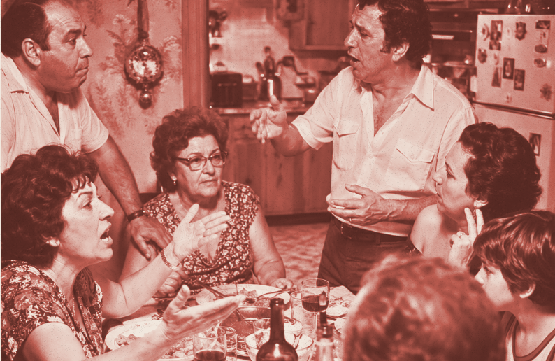 An Italian-Australian family gathered around the dinner table
