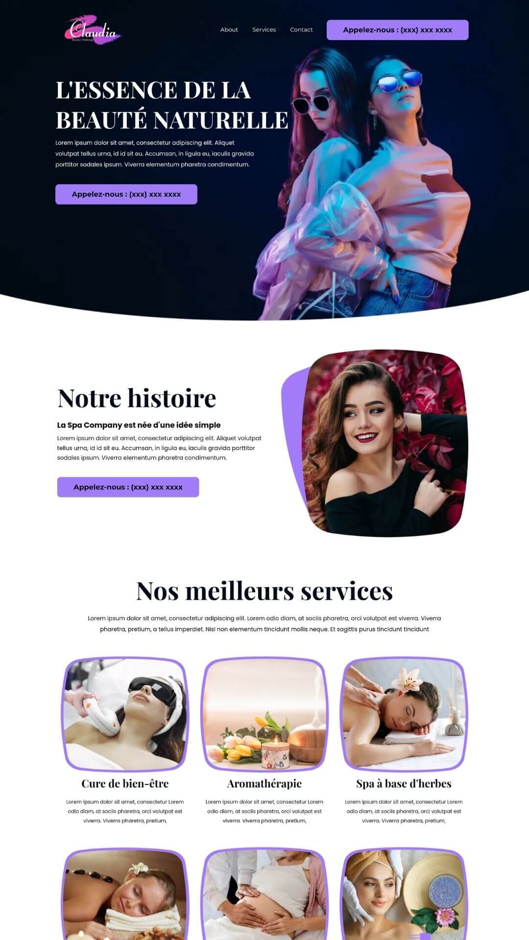 site web pour esthéticienne et soin de beauté