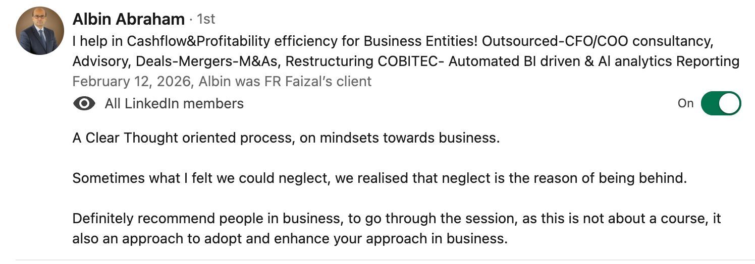 Albin Abraham Financial Efficiency Feedback