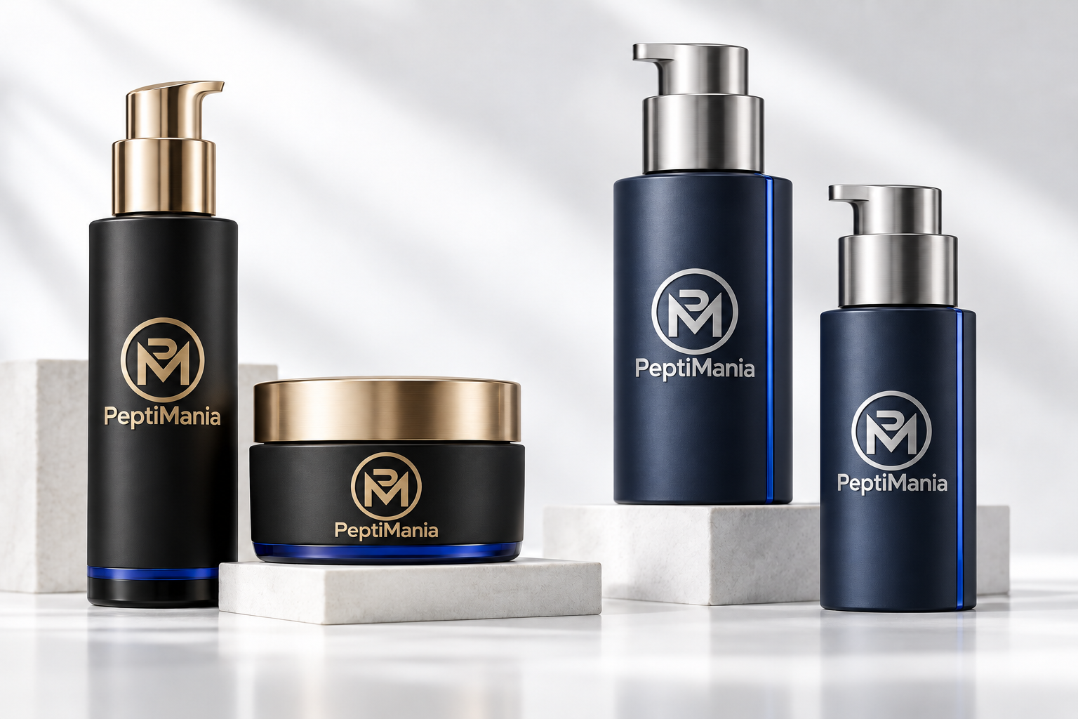 A first-look packaging concept: women's black and gold on the left, men's navy and silver on the right