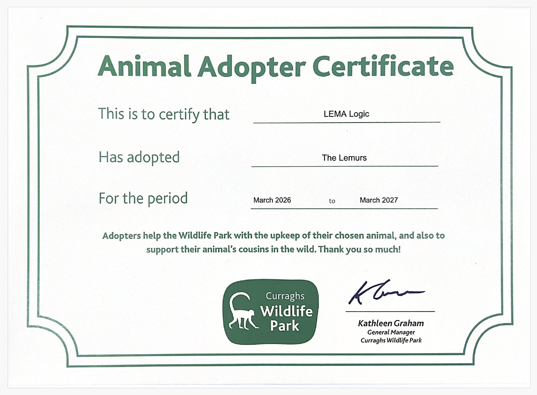 Curraghs Wildlife Park Lemur Adoption Curraghs Wildlife Park Lemur Adoption