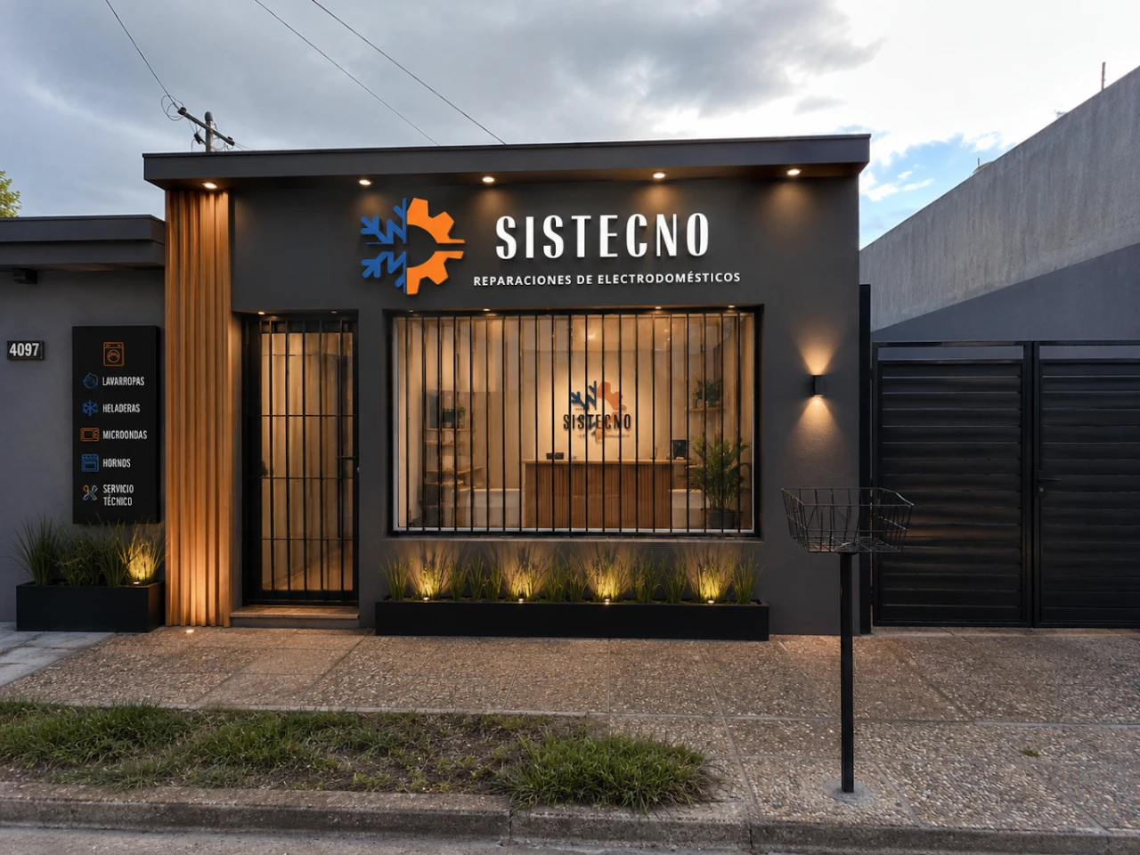 Ilustración de una revisión técnica de un electrodoméstico con herramientas para el servicio Sistecno