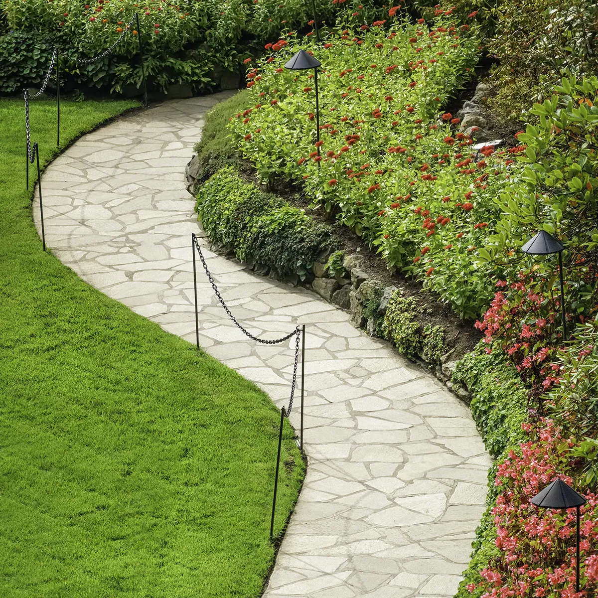 Walkway installation for outdoor living and landscape flow