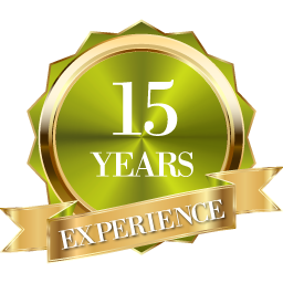 Medal badge representing 15 plus years of experience