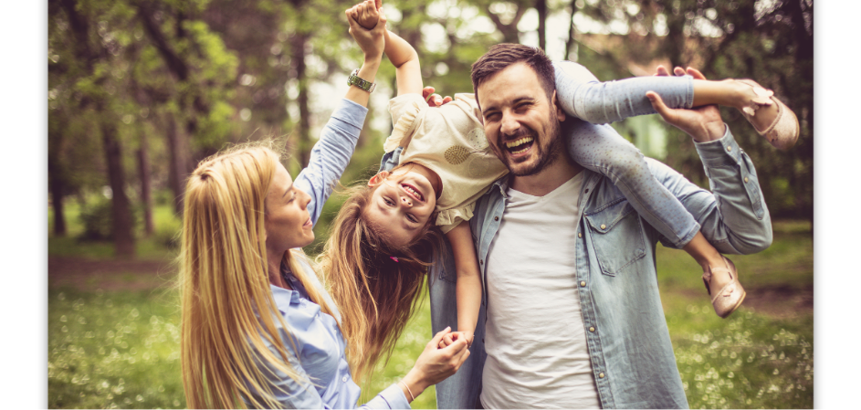 Famail enjoying walk outside in woods.