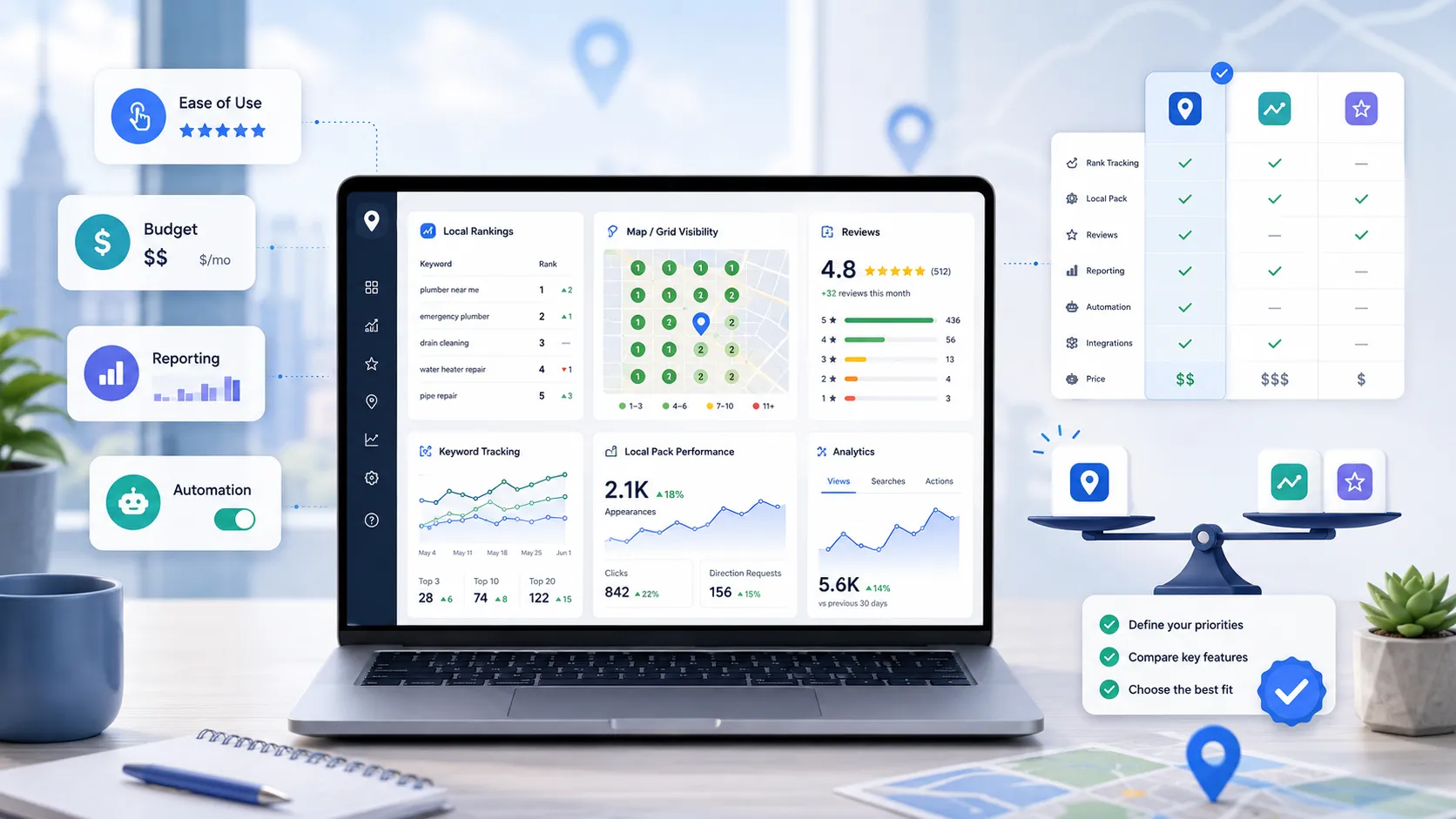 Paid local SEO tools compared for local rankings and visibility