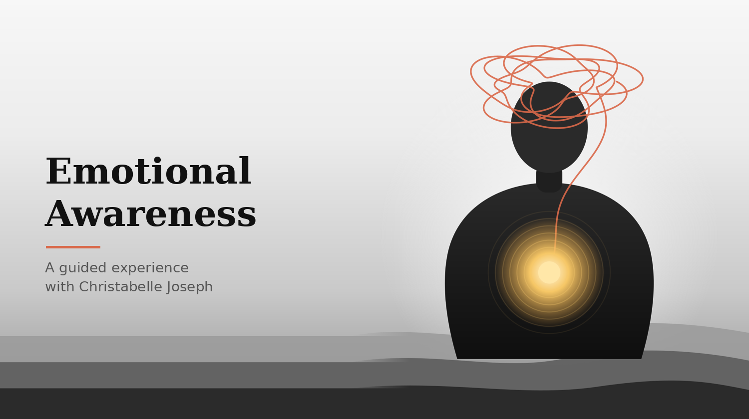 Emotional Awareness: a figure with a glowing heart and a tangled line above the head