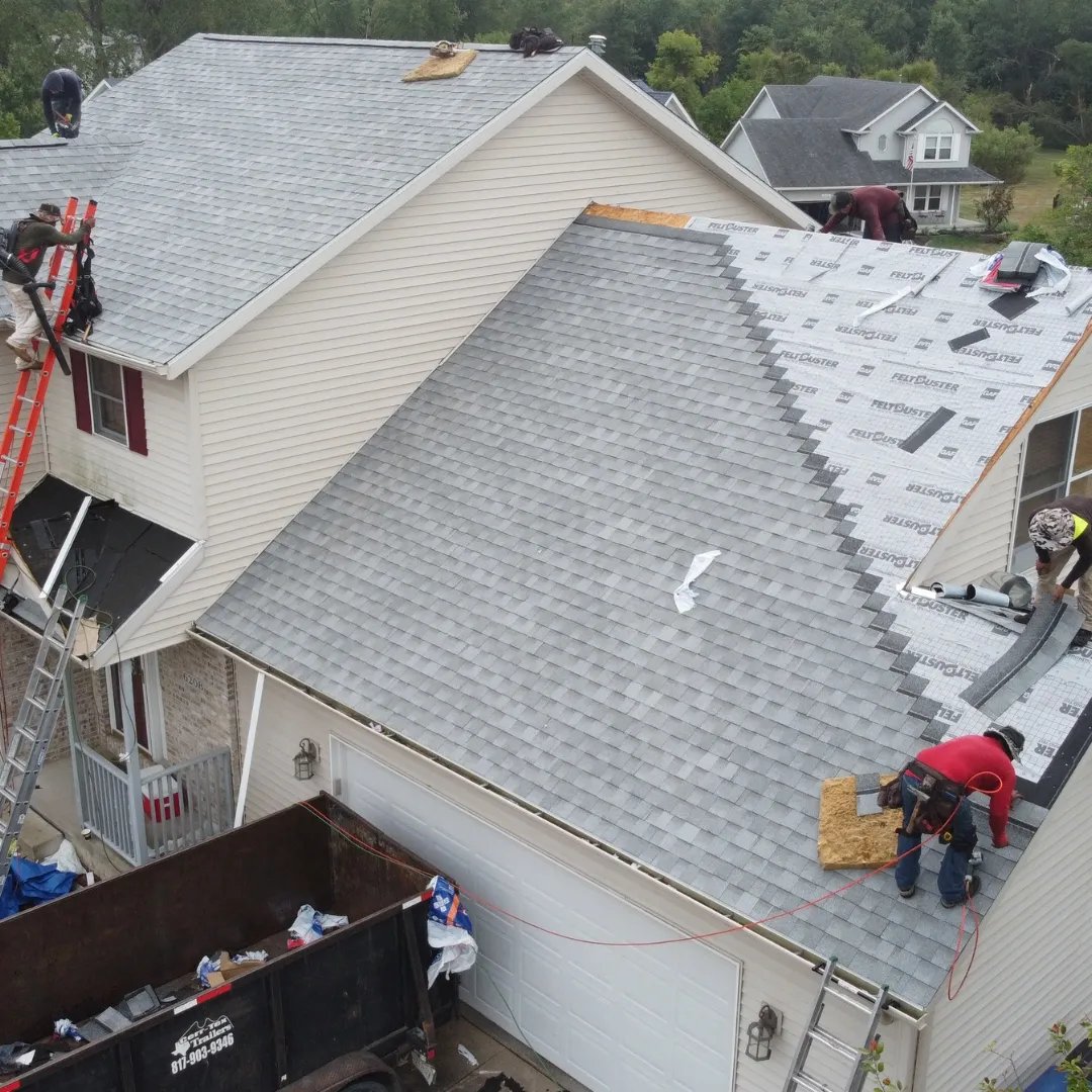 Roofing installation in progress