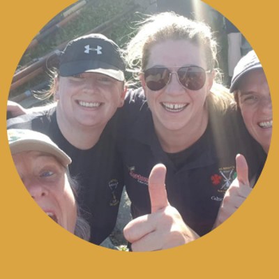 Amy, Liz, Nicola and Martina — rowing crew