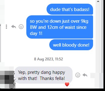 Client message: up early to train on their birthday