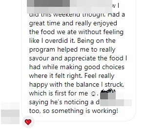 Client message: can't believe how filling the food is