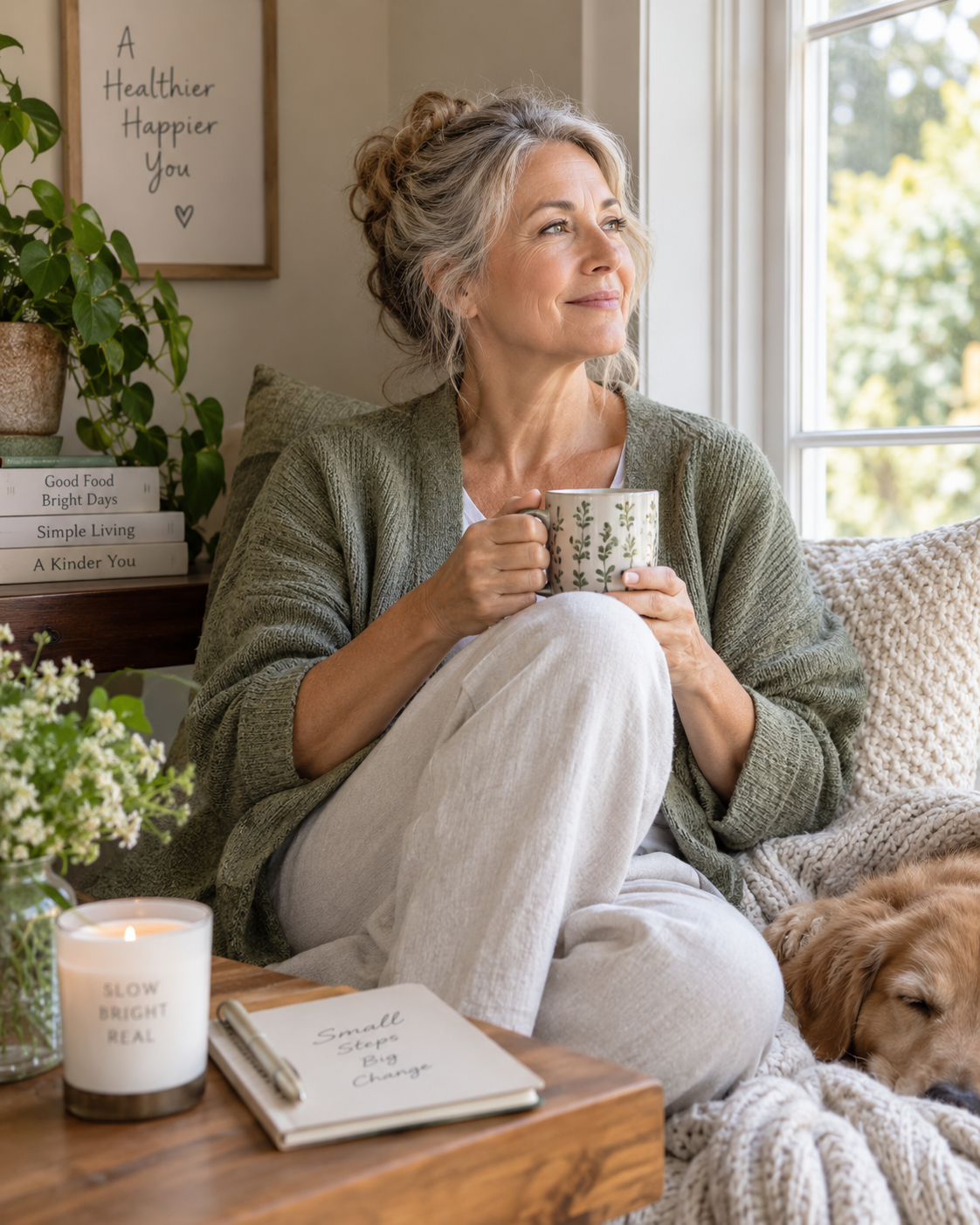 Woman enjoying a quiet peaceful moment at home