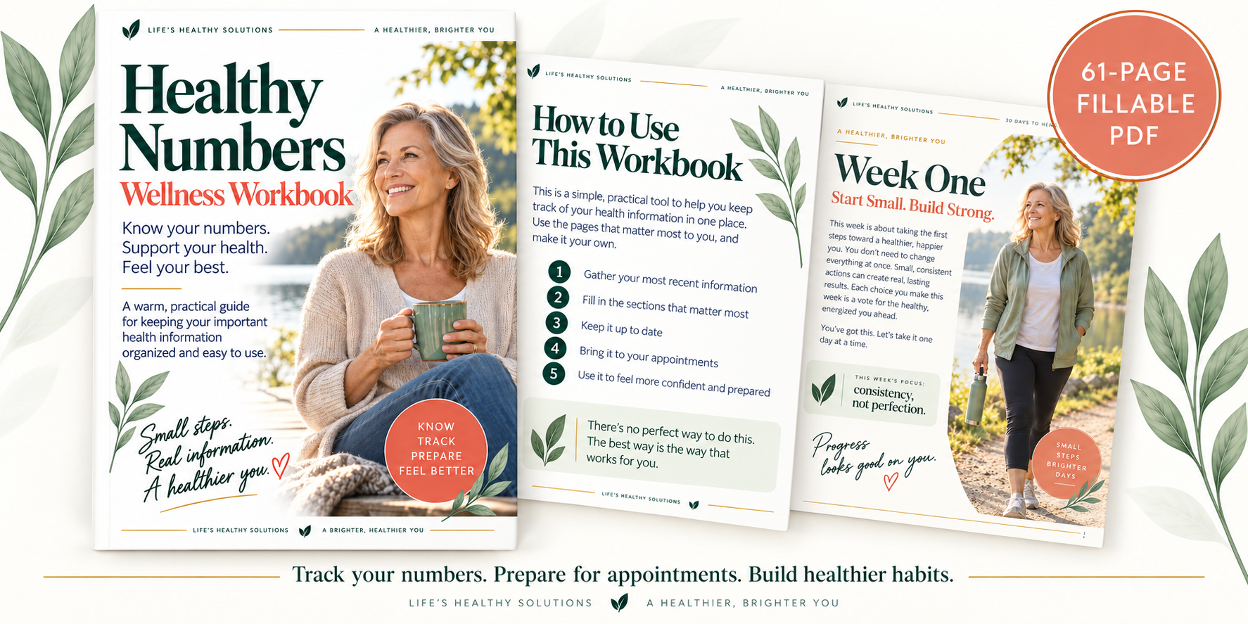 Healthy Numbers Wellness Workbook 61-page fillable wellness PDF