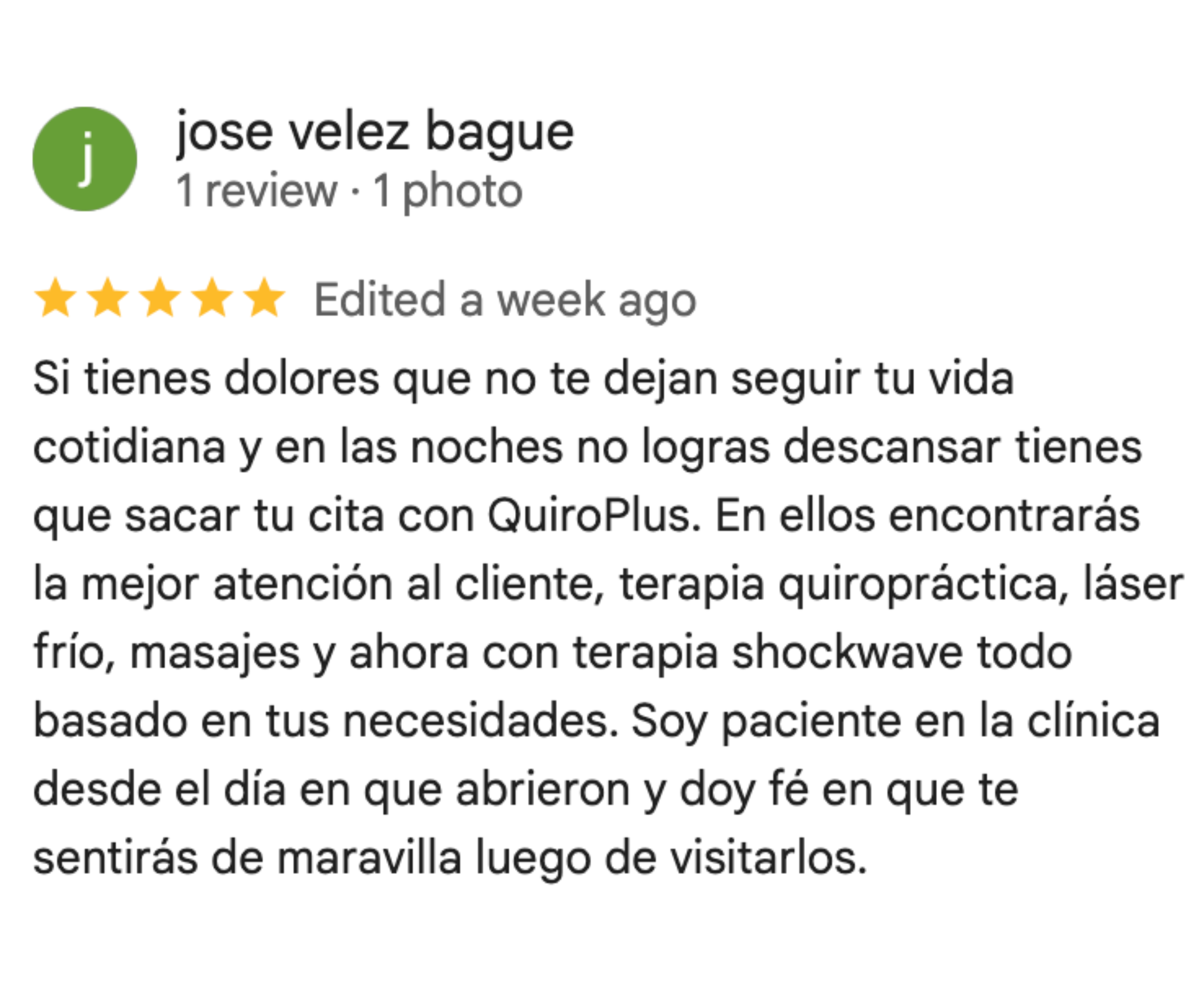Testimonio paciente QuiroPlus+