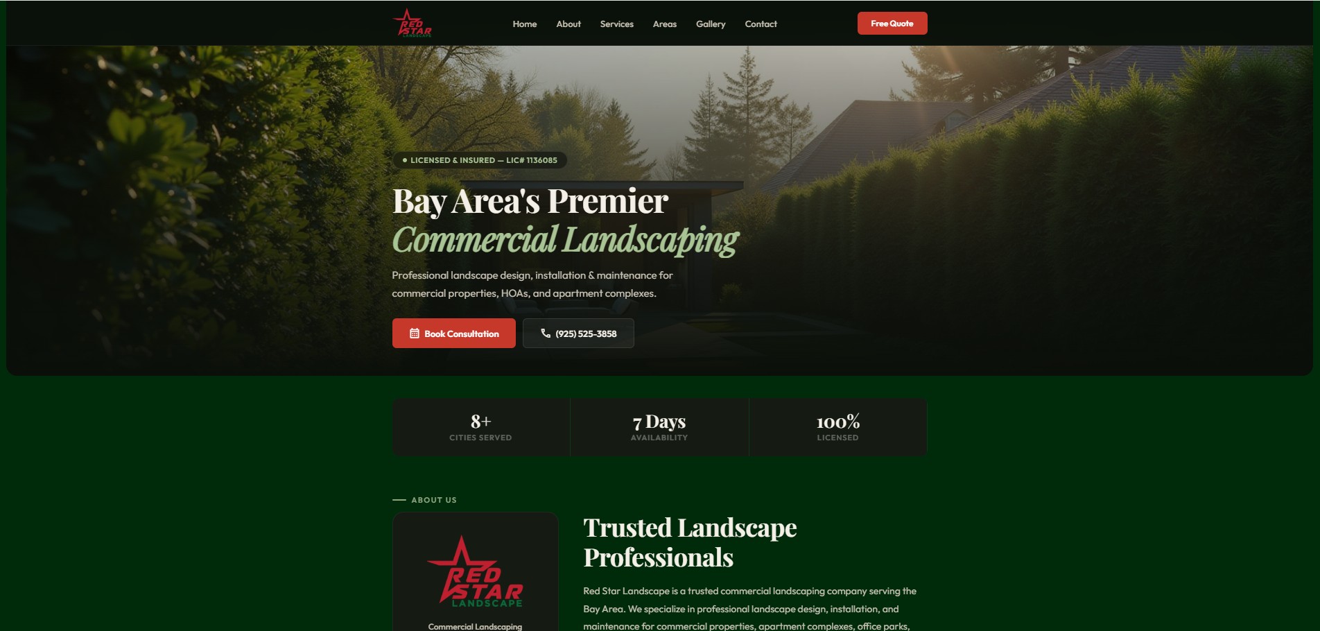 Redstar Landscape website preview