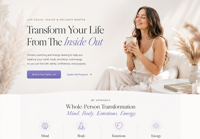 Life Coach & Wellness Landing Page, Funnels