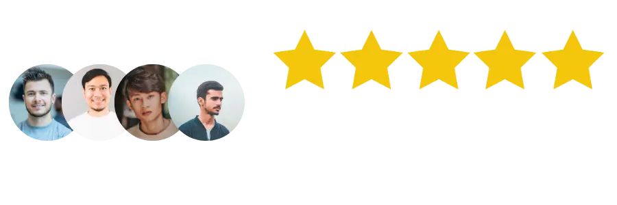 Scuttlebutt Barbershop’s 4.9-star rating based on over 580 Google reviews, shown with customer profile icons and five gold stars.